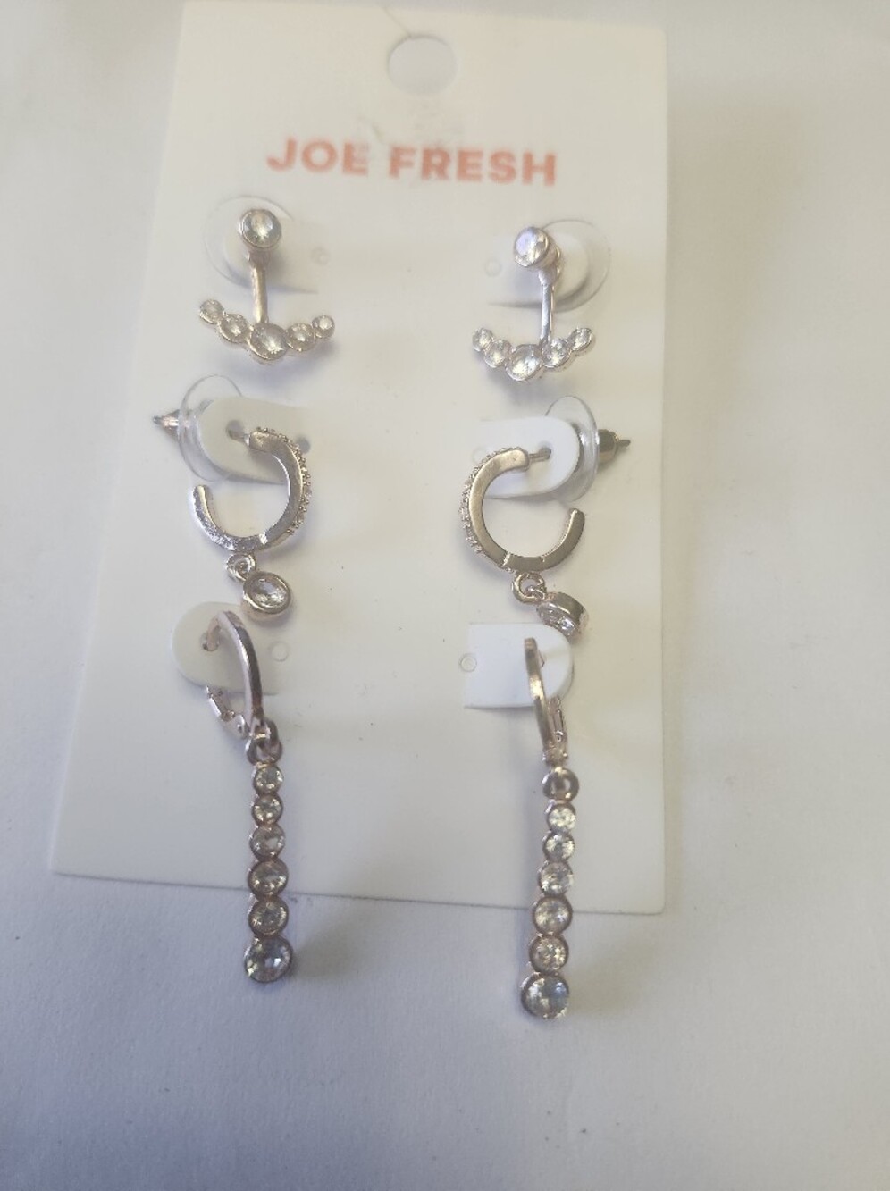 Joe Fresh Silver Crystal Hoop Drop Earrings - Gold Tone Accent